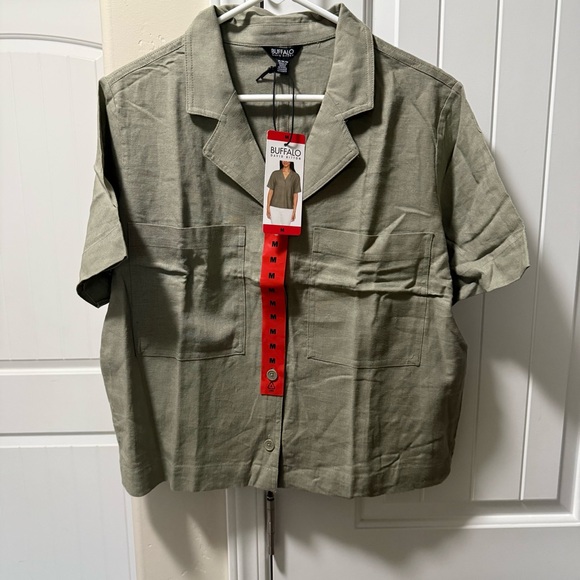 Buffalo David Bitton Olive Green Wmn’s Med. Button down Lightweight, Classic Top - Picture 1 of 6